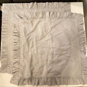 Pottery Barn Set of 2 Gray Linen Euro Shams